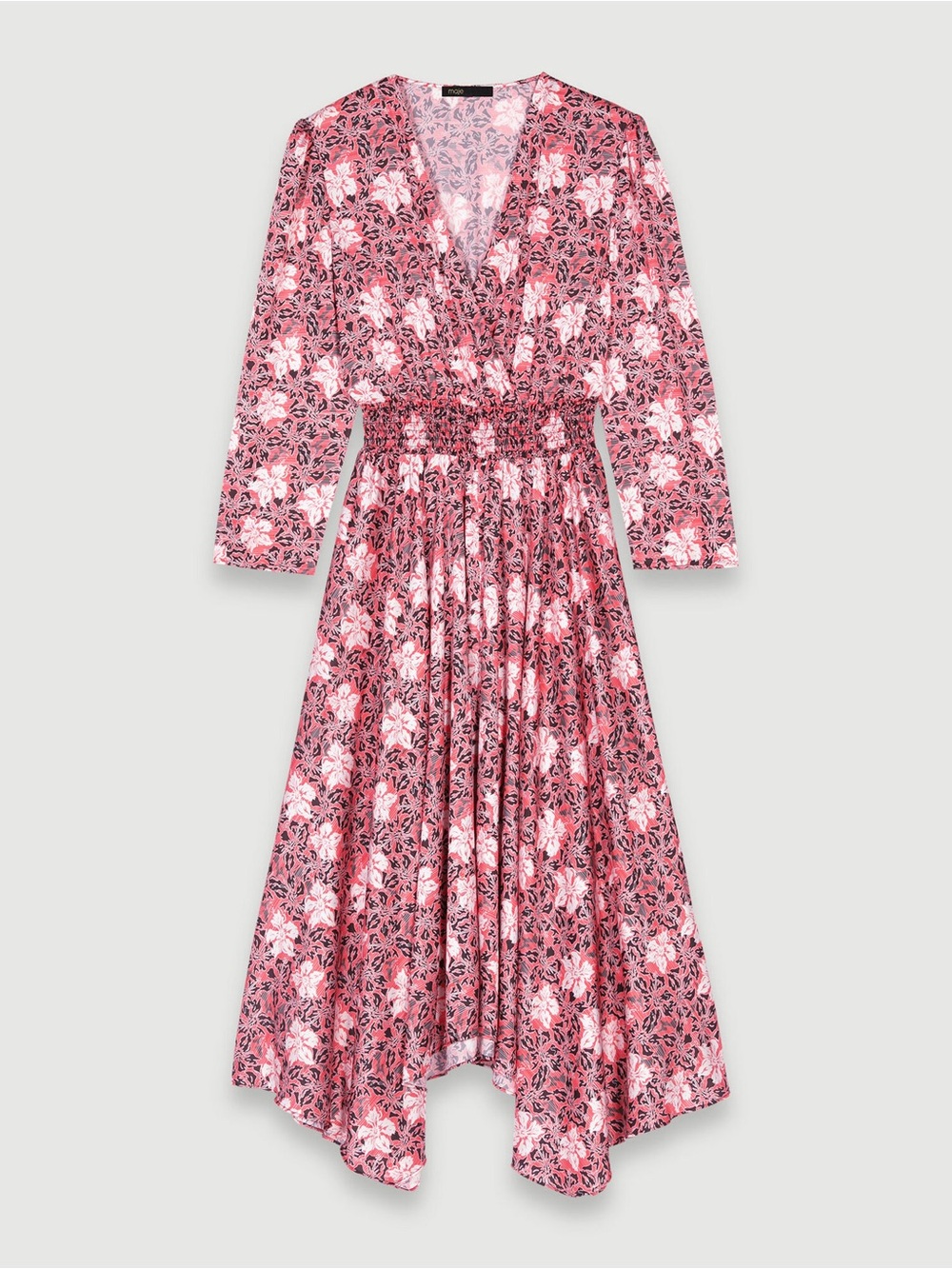 Maje Pink Floral Midi Dress
